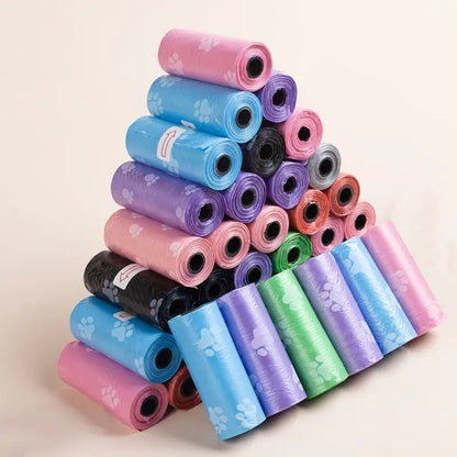 Bolsas para Perros con Diseño de Patitas 🐾 – 180 bolsas (12 rollos)