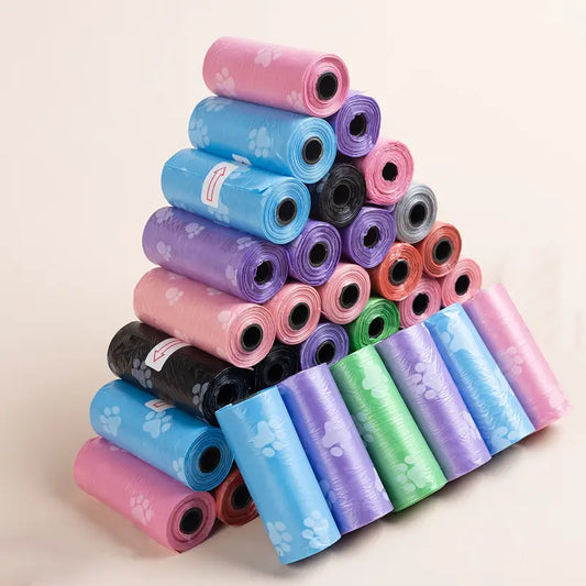 Bolsas para Perros con Diseño de Patitas 🐾 – 180 bolsas (12 rollos)